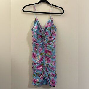 Zara Floral Ruched Bodycon Mini Dress‎ - L